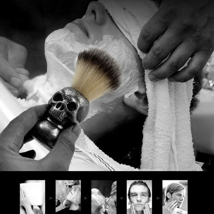 Skull Cleansing Shaving and Foaming Tools, Color Classification: Beard Brush Silver