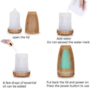 STB-103 Atmosphere Colorful Light Humidifier Aroma Diffuser(Light Wooden Grain)