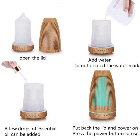 STB-103 Atmosphere Colorful Light Humidifier Aroma Diffuser(Light Wooden Grain)