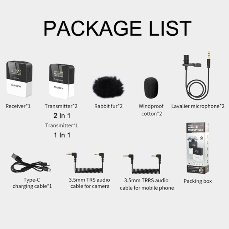 MAMEN KT-W1 Live Single-Reverse Camera Microphone, Specification: 2 in 1