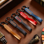 A001 Car Keychain Leather Long Key Rope(Crazy Horse Blue)