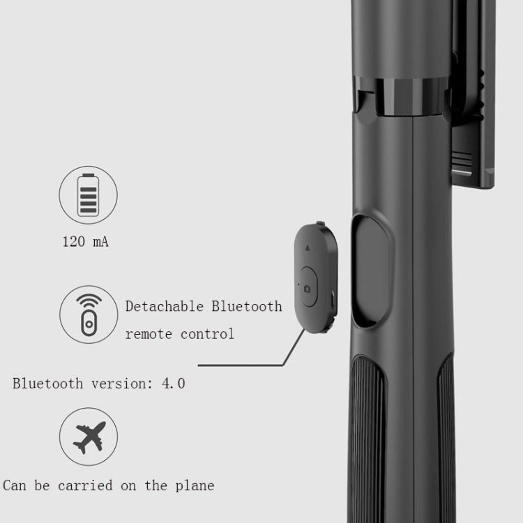 Wireless Bluetooth Selfie Stick Live Telescopic Bracket, Specification: Q05S (Black With Fill Light)