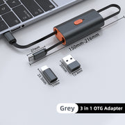 4 in 1 Retractable Fast Charging Data Cable with OTG Adapter Function