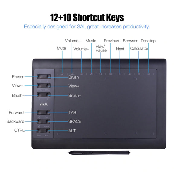 VINSA VIN1060PLUS Hand Painting Digital Board, Style: Package 1