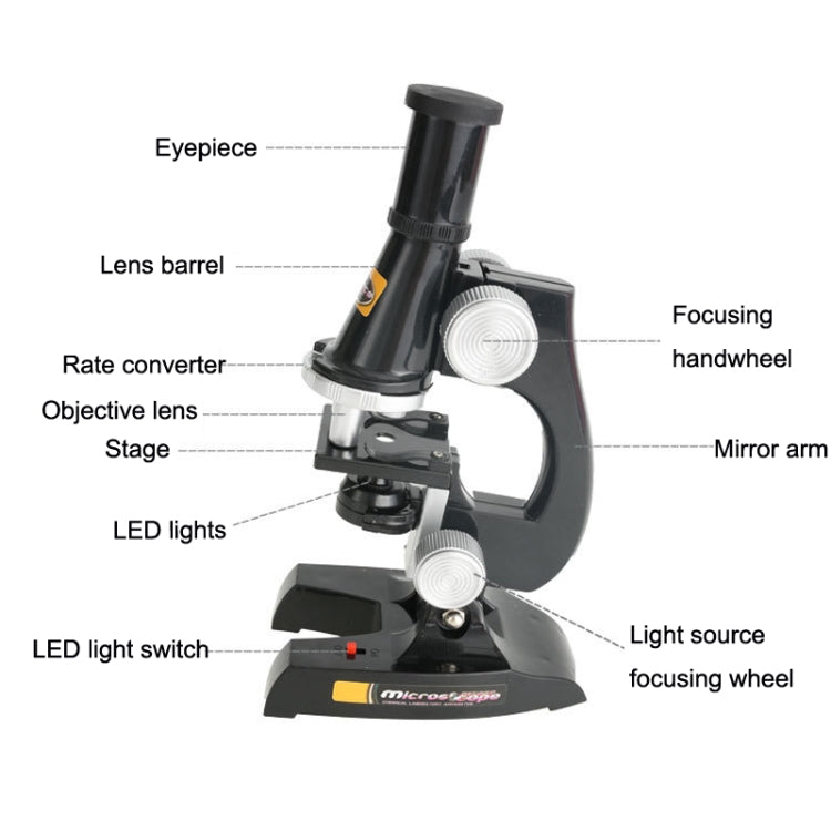 C2119 Children Early Education HD 450X Microscope Toy(Black)