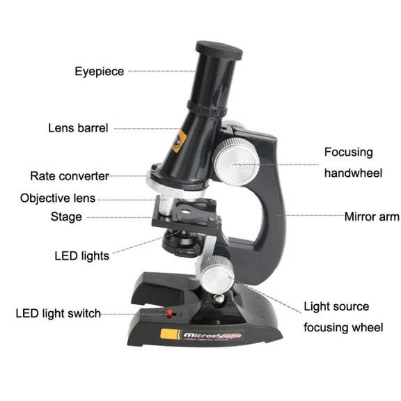 C2119 Children Early Education HD 450X Microscope Toy(Black)