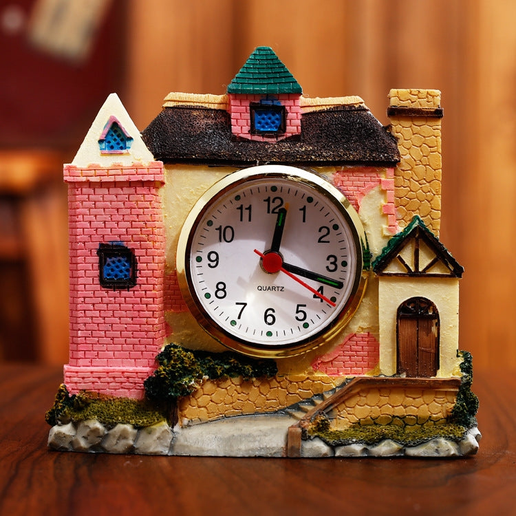 Castle Alarm Clock Home Desktop Decoration(Pink)