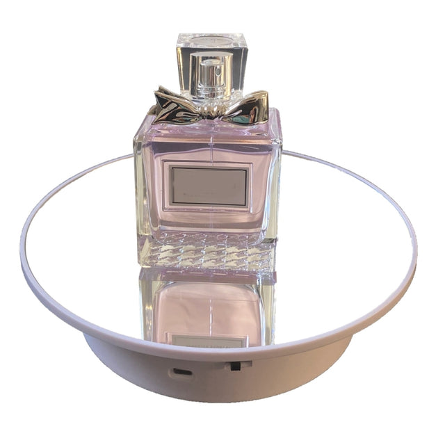 25cm USB Power Rotating Display Stand Video Shooting Props Turntable(White Mirror)
