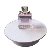 25cm USB Power Rotating Display Stand Video Shooting Props Turntable(White+White Velvet)