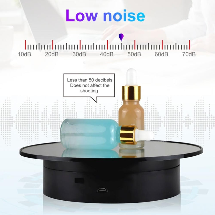 25cm USB Power Rotating Display Stand Video Shooting Props Turntable(Black+Black Velvet)