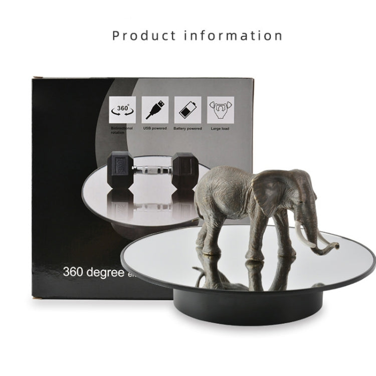 25cm USB Power Rotating Display Stand Video Shooting Props Turntable(White Mirror)