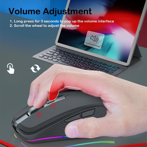 Fmouse M303 2400DPI Bluetooth&2.4G Dual Modes Rechargeable RGB Mouse(White)