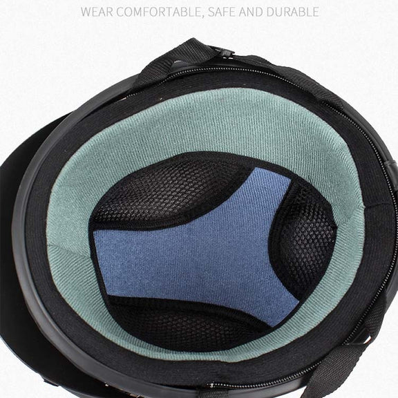 BSDDP A0318 PU Helmet With Goggles, Size: One Size(Black Blue)