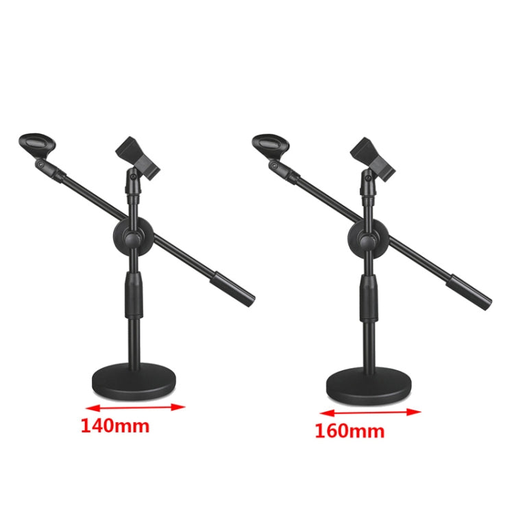LKT-300 30-65cm Full Metal Disc Base Dual Microphone Stand,Size: 160mm Base