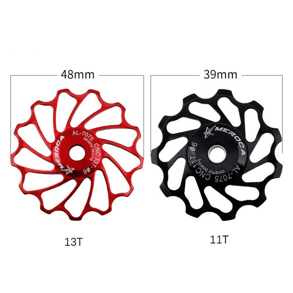 MEROCA Ceramic Bearing Mountain Bike Guide Wheel(13T Black)