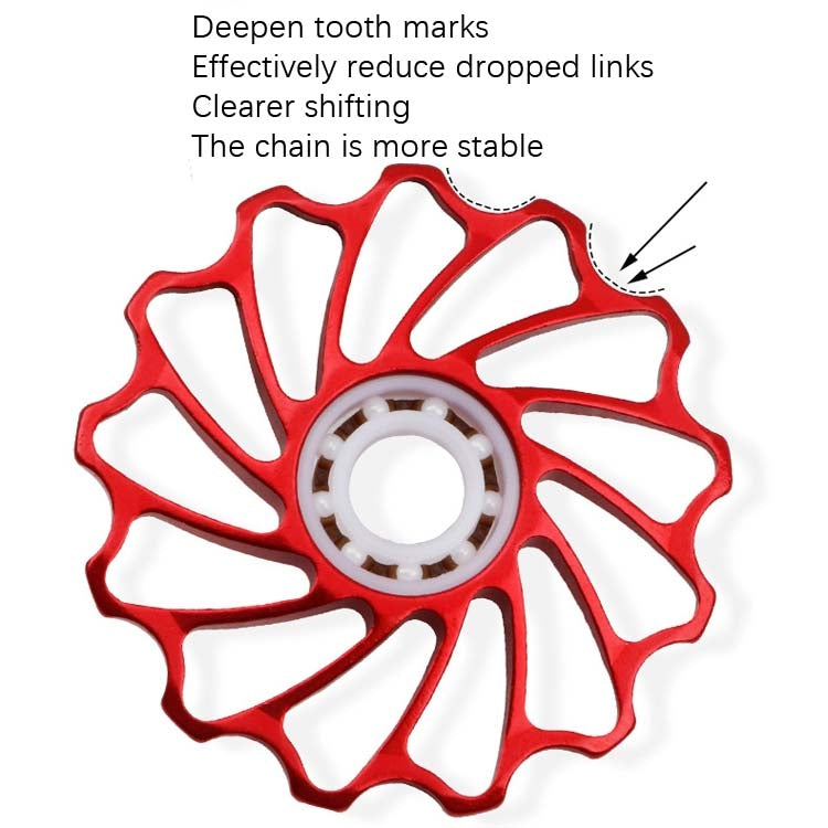 MEROCA Ceramic Bearing Mountain Bike Guide Wheel(11T Red)