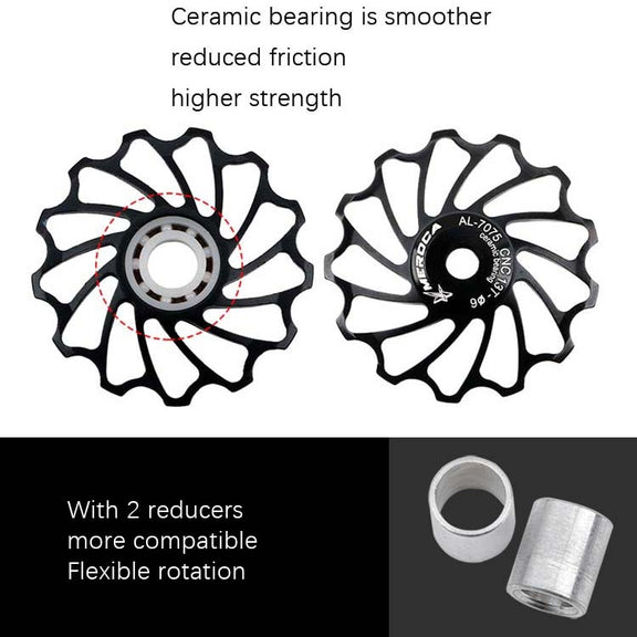 MEROCA Ceramic Bearing Mountain Bike Guide Wheel(13T Black)