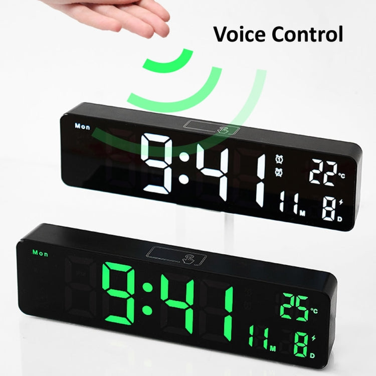 6625D LED Digital Alarm Clock Luminous Desktop Timer Temperature Display Alarm Clock( Black Shell Green Light)