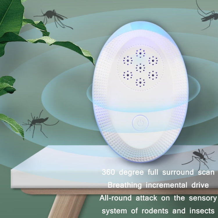 Ultrasonic Mosquito Rat Repellent Night Light, Specification: EU Plug(Pearl White)