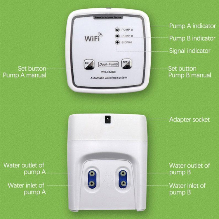 WD-01ADE WIFI Gardening Drip Irrigation Controller, Specification: Double Pump 15 Pots(AU Plug)