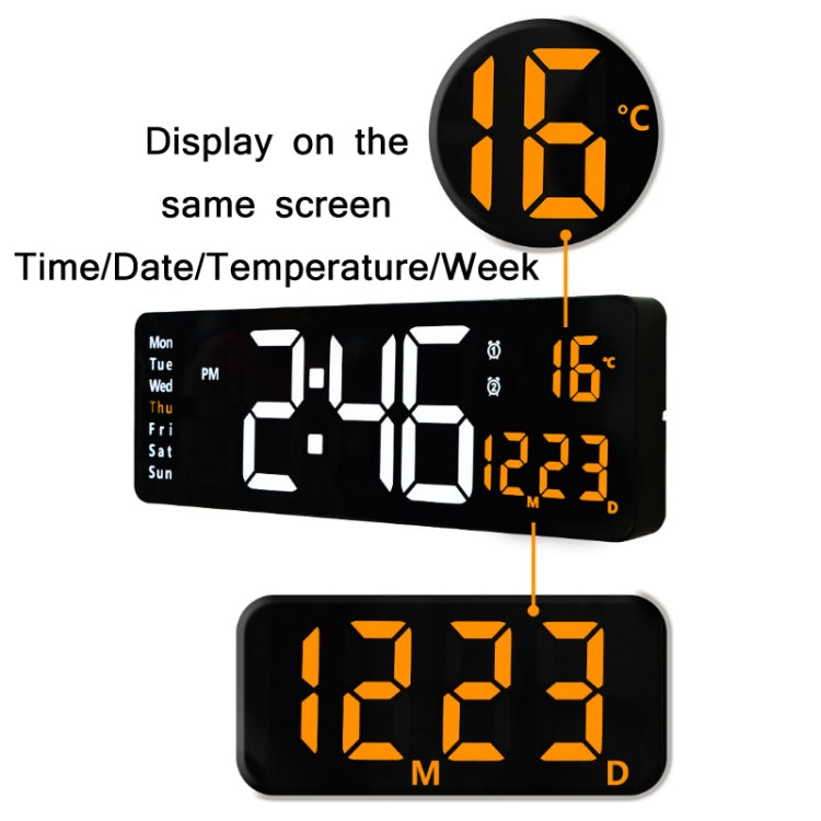 6626 Living Room Wall-Mounted Large Screen Display LED Digital Clock, Color: White Temperature