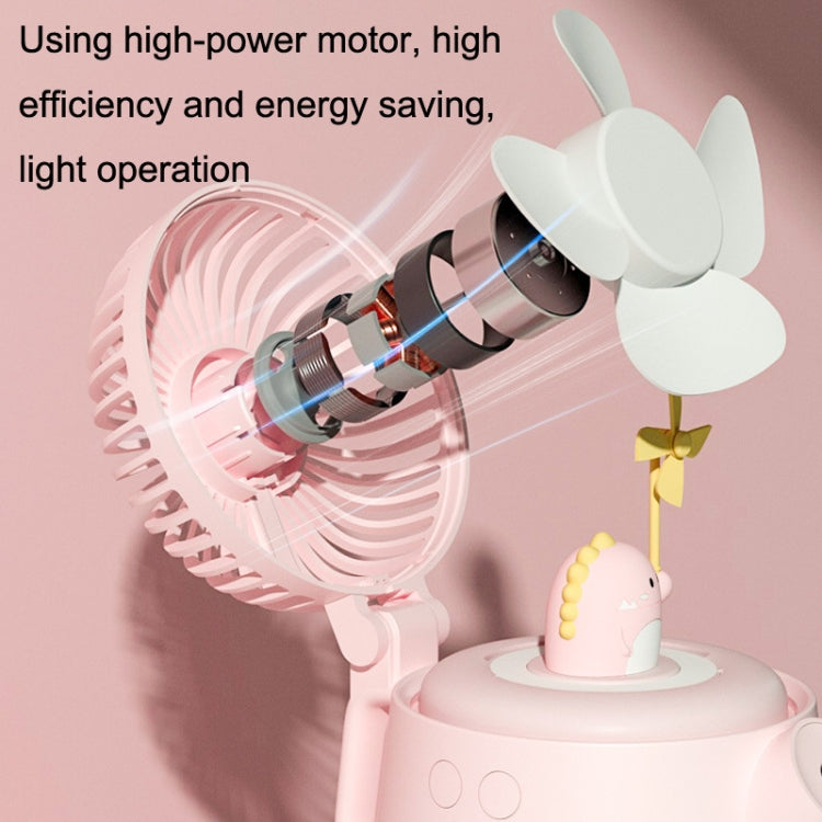 A04a USB Cute Pet Kettle Spray Desktop Fan(Pink Small Dinosaur)