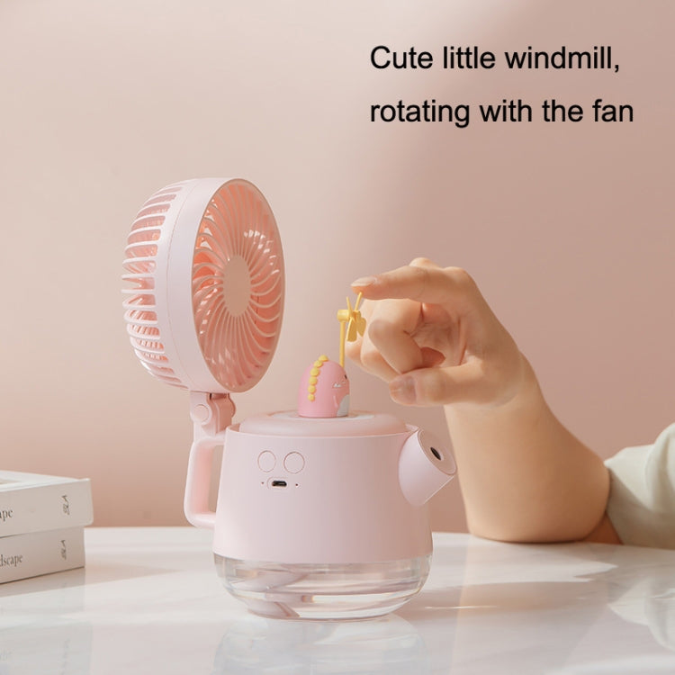 A04a USB Cute Pet Kettle Spray Desktop Fan(Pink Small Dinosaur)