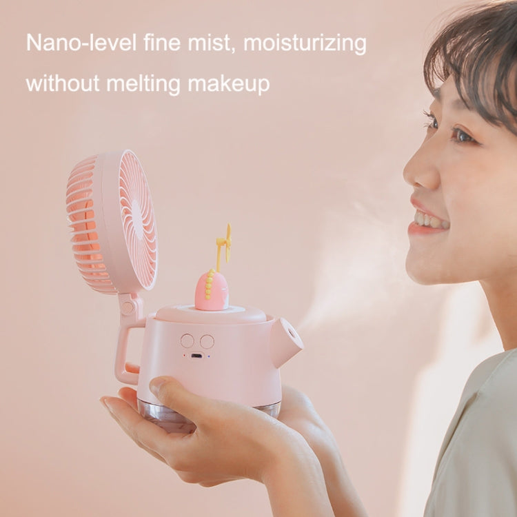 A04a USB Cute Pet Kettle Spray Desktop Fan(Pink Small Dinosaur)