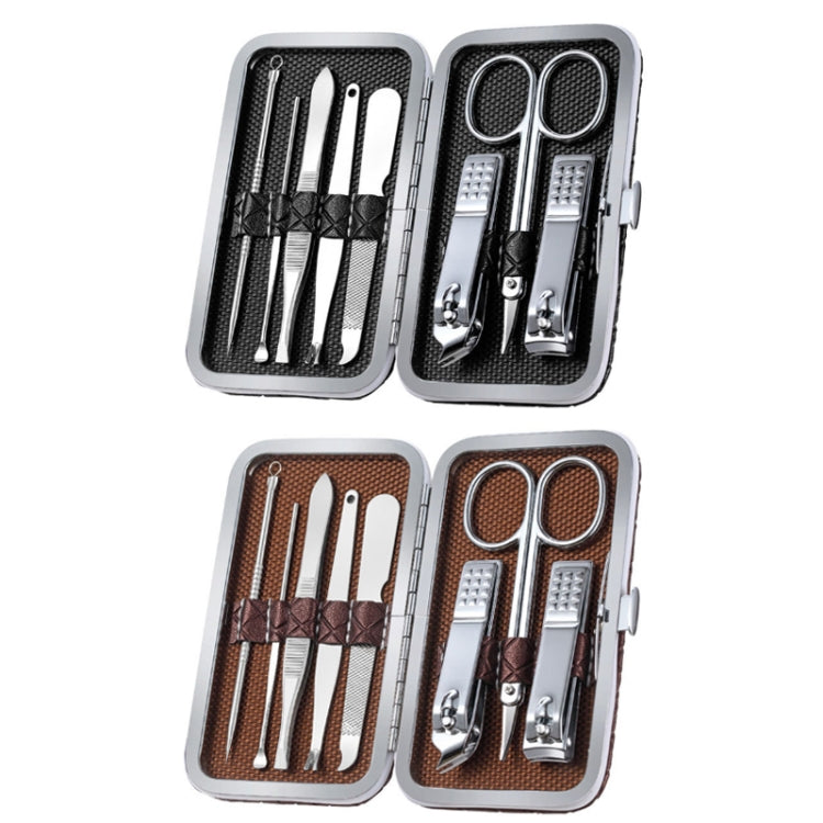Stainless Steel Nail Trimming Grooming Set(Dark Brown)