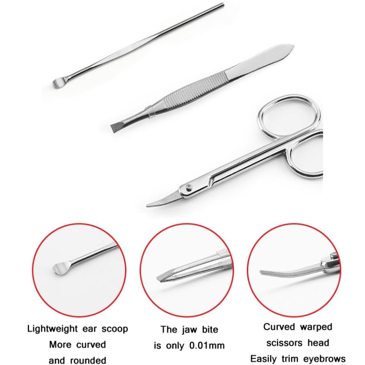 Stainless Steel Nail Trimming Grooming Set(Dark Brown)