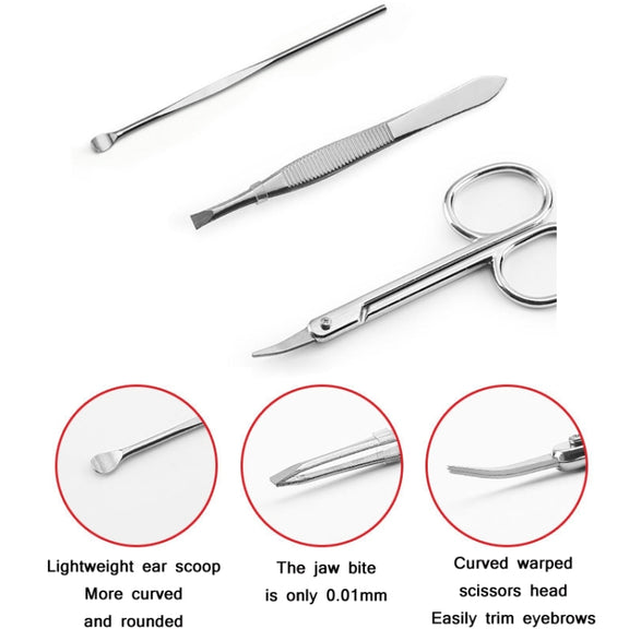 Stainless Steel Nail Trimming Grooming Set(Dark Brown)