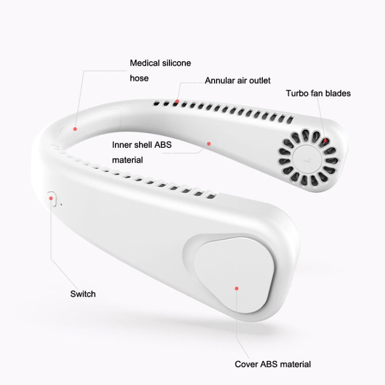 F2 USB Outdoor Portable Hanging Neck Fan(White)