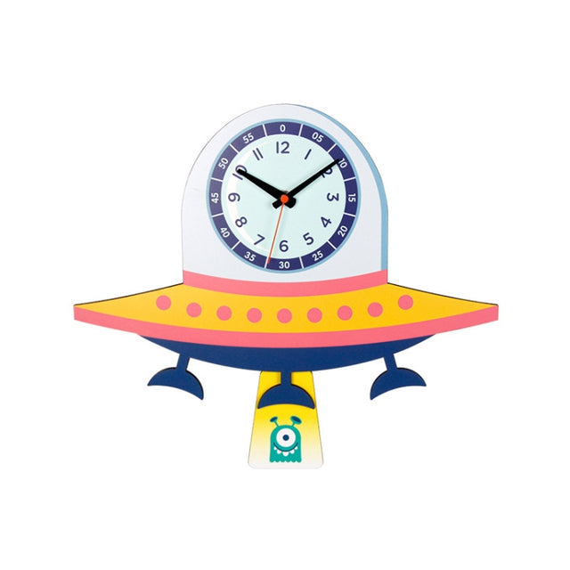 Cartoon Shake Wall Clock Children Room Decoration Wall Clock (UFO)