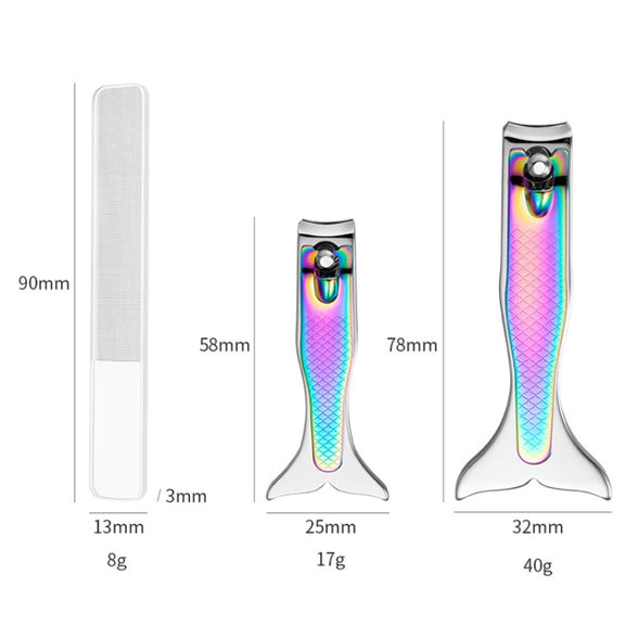 Small Color Titanium Nail Clipper Gradient Mermaid Handle Nail Clipper Nail Art Tool