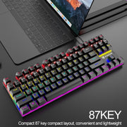 XUNFOX K80 87 Keys Wired Gaming Mechanical Illuminated Keyboard, Cable Length:1.5m(White Yellow)