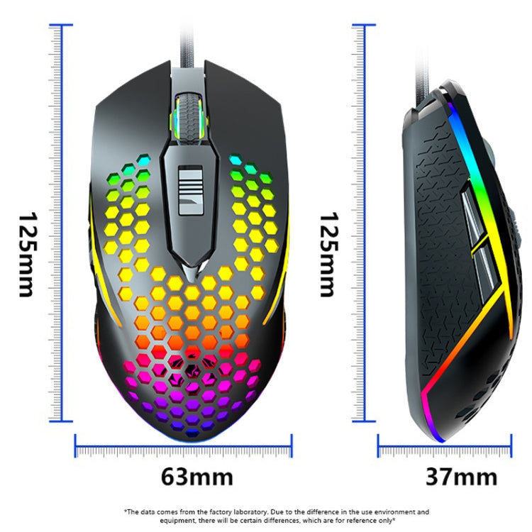 LEAVEN S50 6Keys Macro Definition Programmable RGB Lighted Gaming Wired Mouse, Cable Length: 1.5m(Black)