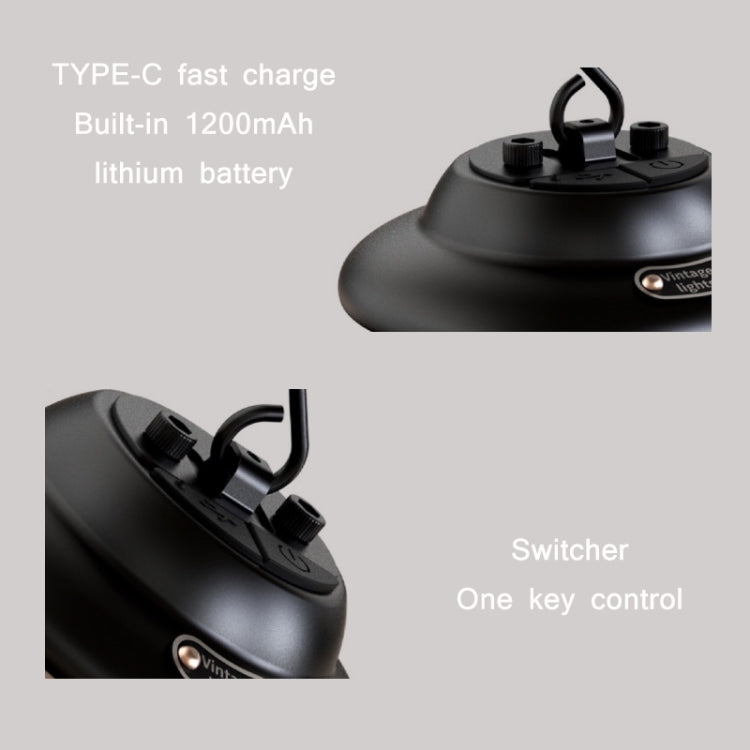 Outdoor Portable Hanging USB Charging Camping Light(Black)