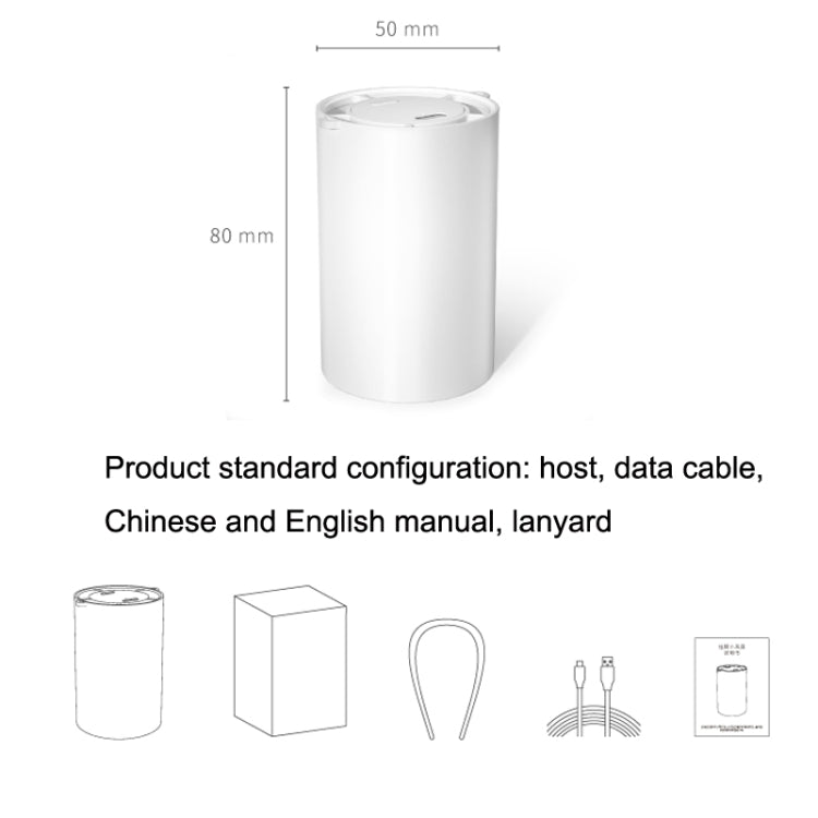 N1 Mini Portable USB Leafless Hanging Neck Fan(White)