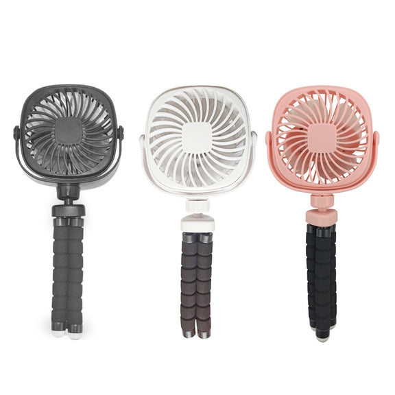 Octopus Stroller Deformation Fan Desktop Portable Handheld USB Small Fan, Colour: 2200mAh White
