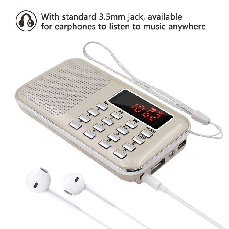 L-218AM  MP3 Radio Speaker Player Support TF Card USB with LED Flashlight Function(Blue)