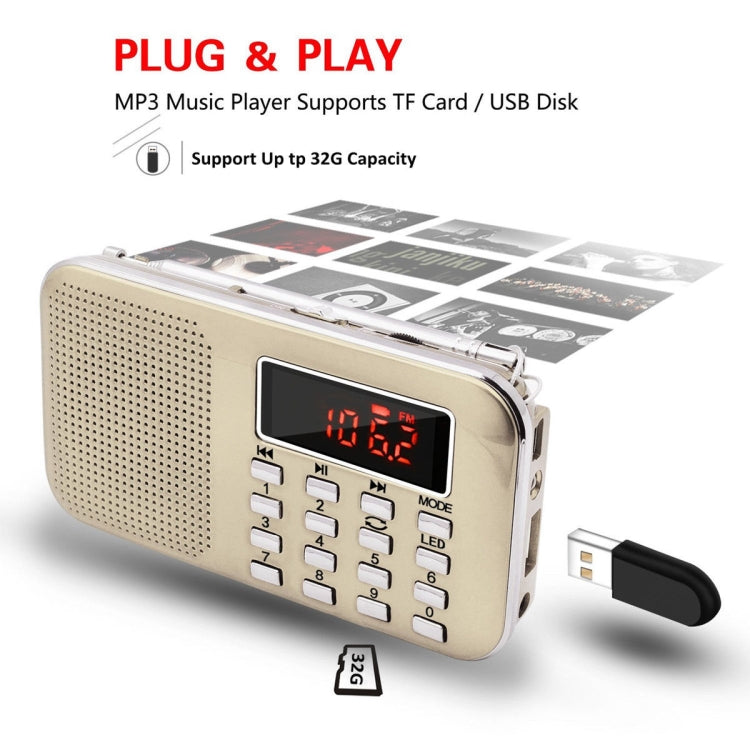 L-218AM  MP3 Radio Speaker Player Support TF Card USB with LED Flashlight Function(Blue)