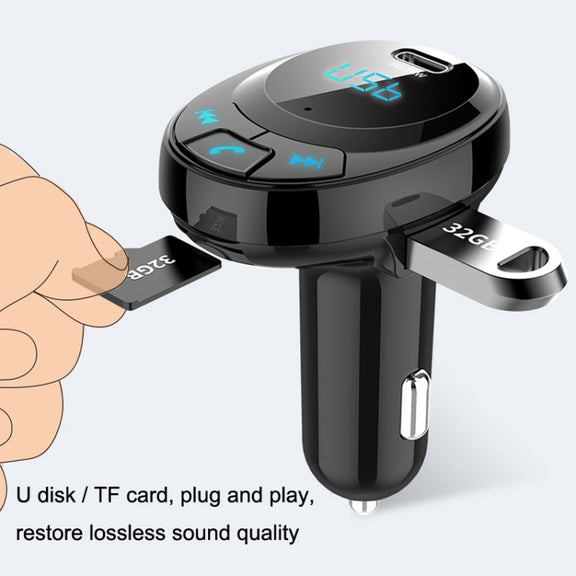 BT09 Car Bluetooth MP3 Digital Display Dual USB Charger(Black)