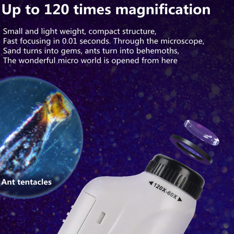 Children Handheld Portable Laboratory Equipment Microscope Toys, Colour: Lite + Bracket (White)