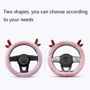 Antler Thick Plush Steering Wheel Cover, Style: O Type (Gray)