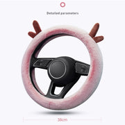 Antler Thick Plush Steering Wheel Cover, Style: O Type (Gray)