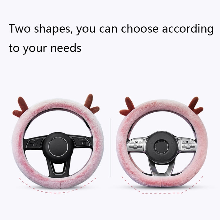 Antler Thick Plush Steering Wheel Cover, Style: O Type (Black)