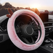 Antler Thick Plush Steering Wheel Cover, Style: O Type (Black)