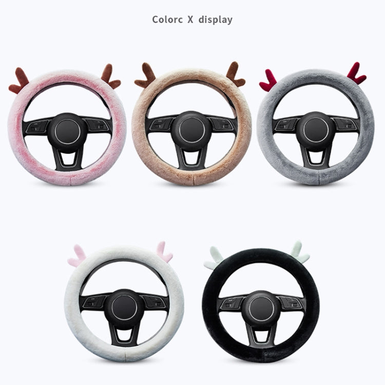 Antler Thick Plush Steering Wheel Cover, Style: O Type (Camel)