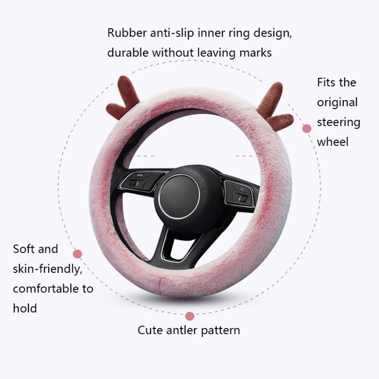 Antler Thick Plush Steering Wheel Cover, Style: O Type (Camel)