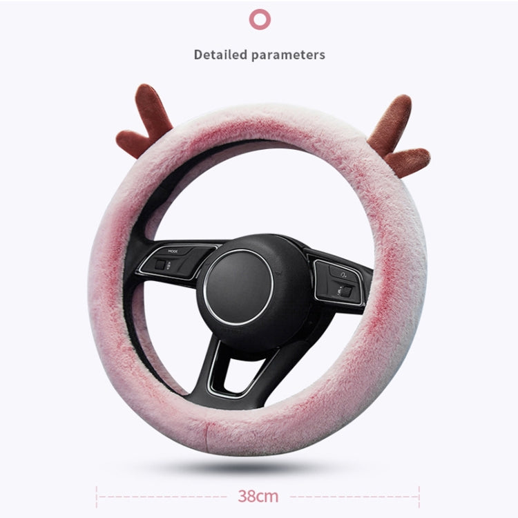 Antler Thick Plush Steering Wheel Cover, Style: O Type (White)
